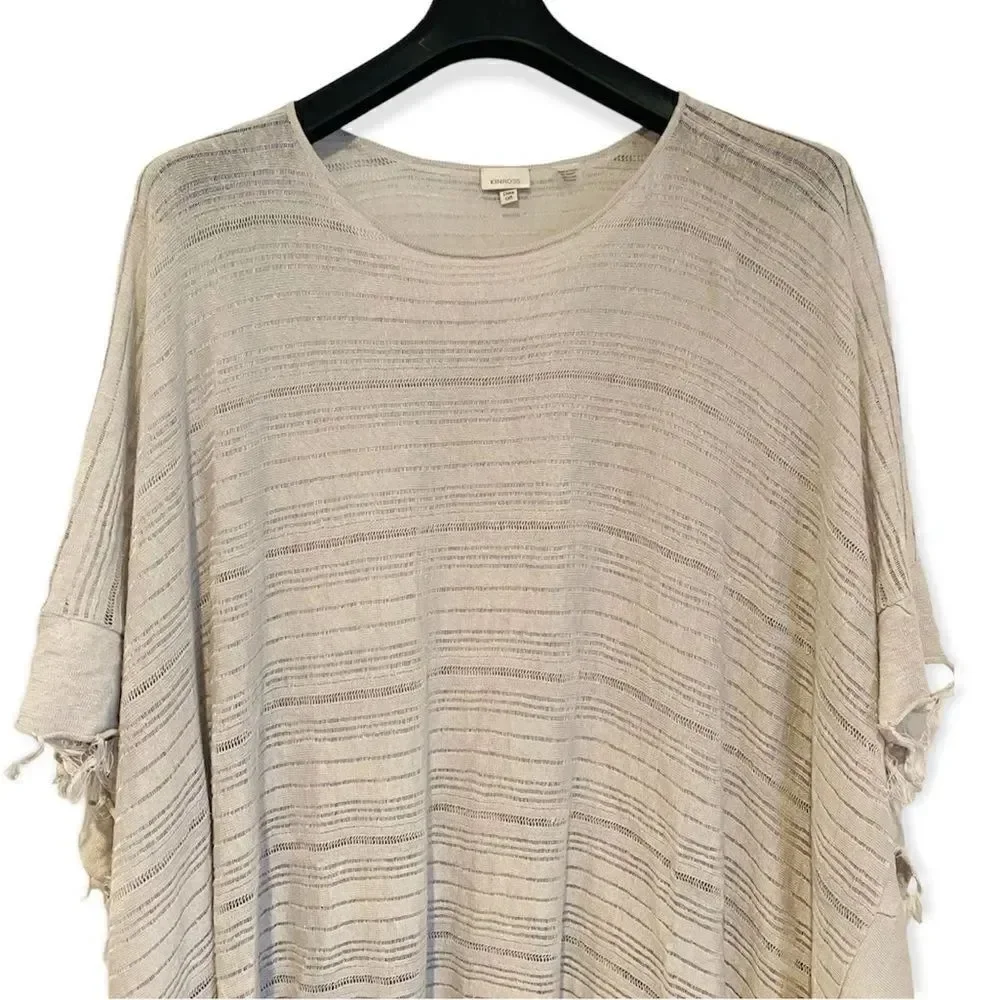 Kinross Fringe Openwork Linen Poncho One Size